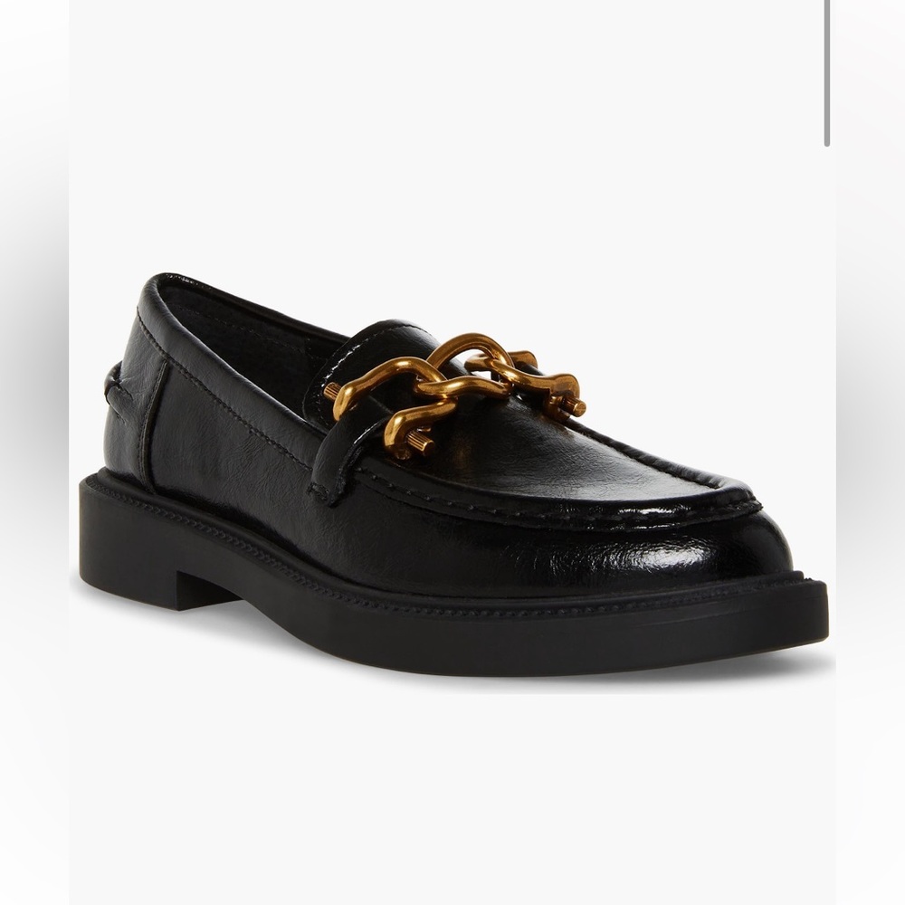 Steve Madden Black Loafer with Gold detail/buckle